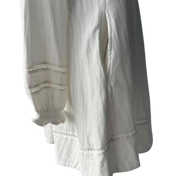 ME+EM Women Cheesecloth Trim Detail Short Swing Dress Soft White Cotton US 6 S - Picture 10 of 15
